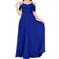 thumbnail image 1 of V Neck Junior Bridesmaid Dresses Long Off-Shoulder Chiffon Flower Girl Dress for Teen Girls Party Pageant Gowns-Royal Blue-14Y, 1 of 9