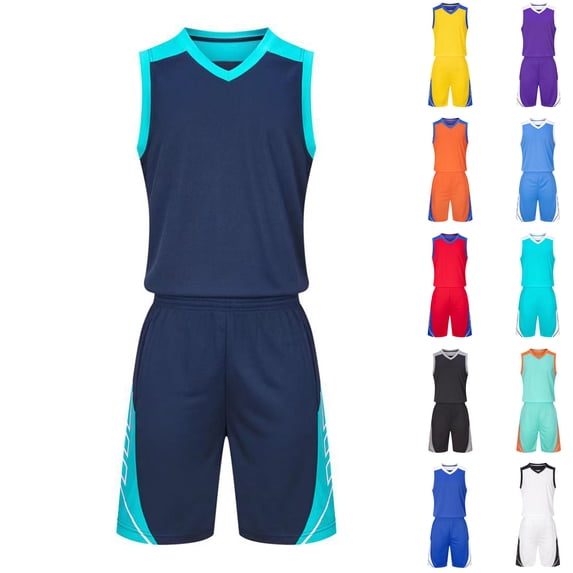 V Neck Kids Tank Top Clothes Fashionable Children's Casual Short Sleeved Round Neck With Shorts Sports Breathable Set Sky Blue 11 Years