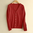 thumbnail image 1 of V-Neck Knit Base Layer, Long Sleeve Cardigan, Casual Everyday Top Red Xl , Cardigan, 1 of 5
