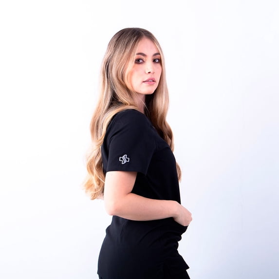 V-Neck Knit Panel Top