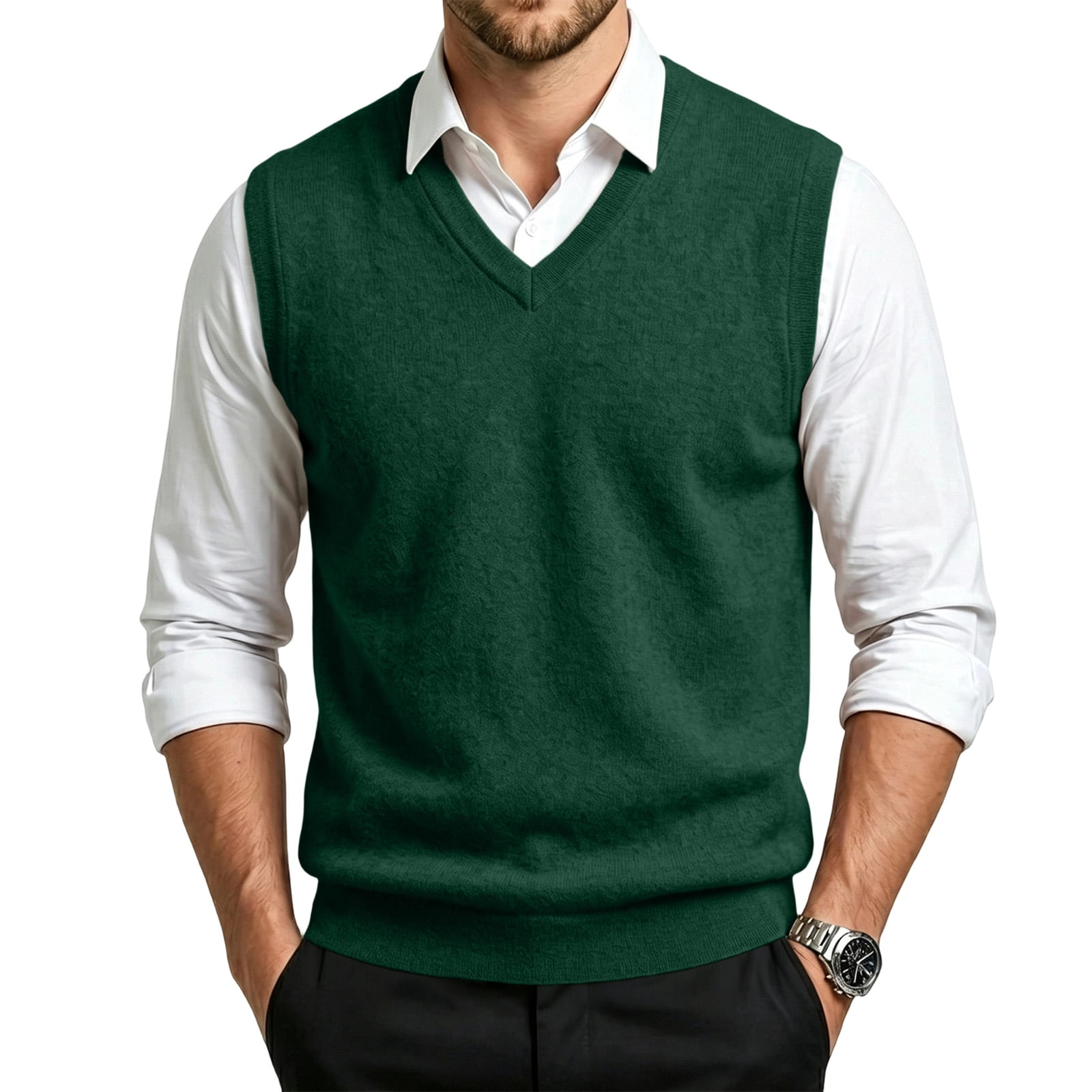 Knit Filet V Neck Knit Sweater Vest Mens Solid Color Sleeveless Thin Knit Pullover ...