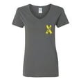 thumbnail image 1 of V-Neck Ladies Left Chest Ribbon Ukraine Ukrainian Pride DT T-Shirt Tee, 1 of 2