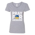 thumbnail image 1 of V-Neck Ladies Pray for Ukraine Ukrainian Pride DT T-Shirt Tee, 1 of 2