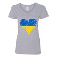 thumbnail image 1 of V-Neck Ladies Ukraine Ukrainian Heart Love Flag Pride DT T-Shirt Tee, 1 of 2