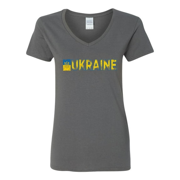 V-Neck Ladies Ukraine Ukrainian People Logo Pride DT T-Shirt Tee