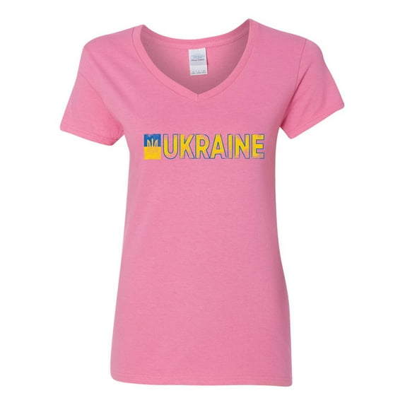 V-Neck Ladies Ukraine Ukrainian People Logo Pride DT T-Shirt Tee