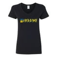 thumbnail image 1 of V-Neck Ladies Ukraine Ukrainian People Logo Pride DT T-Shirt Tee, 1 of 2