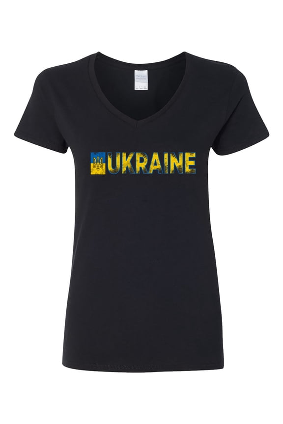 V-Neck Ladies Ukraine Ukrainian People Logo Pride DT T-Shirt Tee