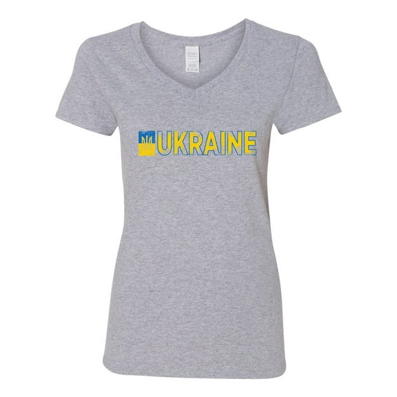 V-Neck Ladies Ukraine Ukrainian People Logo Pride DT T-Shirt Tee