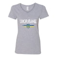 thumbnail image 1 of V-Neck Ladies Vintage Ukraine Ukrainian Flag Pride DT T-Shirt Tee, 1 of 2