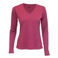 thumbnail image 1 of V-Neck Long Sleeve Performance Fit Tee Shirt for Junior, Winter Plum - Large, 1 of 1