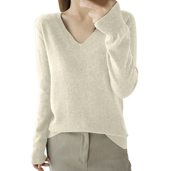 V Neck Long Sleeve for Womens Fuzzy Knit Casual Sweaters Teen Girls Cute Soft Pullover Tops Jumper