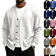 thumbnail image 1 of V‑Neck Loose Fit Cardigan for Men Long Sleeve Button Down Casual Coat Soft Stretch Fall Basic Jacket for Work Travel Hiking Daily Wear,XL,White, 1 of 9