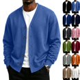 thumbnail image 1 of V‑Neck Loose Fit Cardigan for Men Long Sleeve Button Down Casual Coat Soft Stretch Fall Basic Jacket for Work Travel Hiking Daily Wear,XXL,Light Blue, 1 of 6