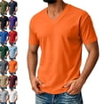 thumbnail image 1 of V Neck Mens T-Shirts Short Sleeve Summer Comfort T Shirts for Men V Neck Breathable Comfy T Shirts for Man Solid Tees Saffron 250, 1 of 8