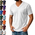 thumbnail image 1 of V Neck Mens T-Shirts Short Sleeve Summer Comfort T Shirts for Men V Neck Breathable Comfy T Shirts for Man Solid Tees White 220, 1 of 8