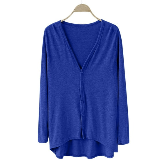 V-Neck Modal Duster, Hi-Low Hem Cardigan, Irregular Cover-Up Blue One Size , Jacket