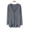 thumbnail image 1 of V-Neck Modal Duster, Hi-Low Hem Cardigan, Irregular Cover-Up Dark Gray One Size , Jacket, 1 of 4