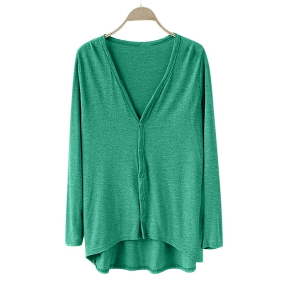 V-Neck Modal Duster, Hi-Low Hem Cardigan, Irregular Cover-Up Green One Size , Jacket