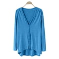 thumbnail image 1 of V-Neck Modal Duster, Hi-Low Hem Cardigan, Irregular Cover-Up Sky Blue One Size , Jacket, 1 of 4