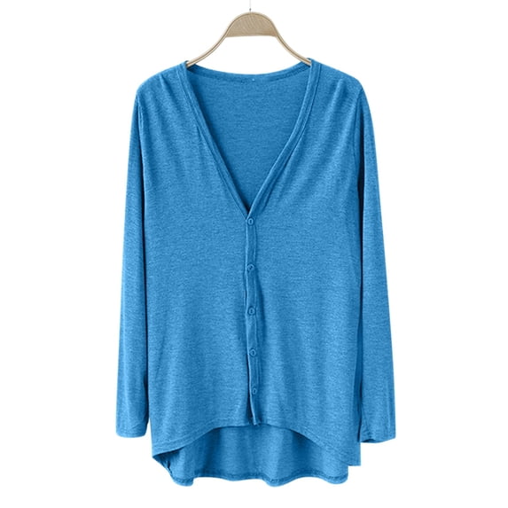 V-Neck Modal Duster, Hi-Low Hem Cardigan, Irregular Cover-Up Sky Blue One Size , Jacket