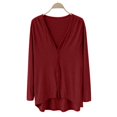 thumbnail image 1 of V-Neck Modal Duster, Hi-Low Hem Cardigan, Irregular Cover-Up Wine One Size , Jacket, 1 of 4