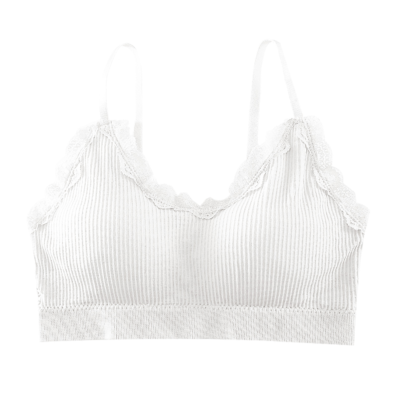 V Neck Padded Sprot Bra For Womens Cami Bando Bra Sleeping Bra With Elastic Straps Lace Padded