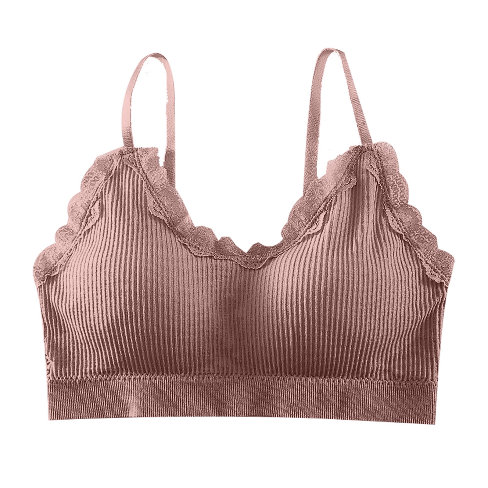 V Neck Padded Sprot Bra For Womens Cami Bando Bra Sleeping Bra With Elastic Straps Lace Padded