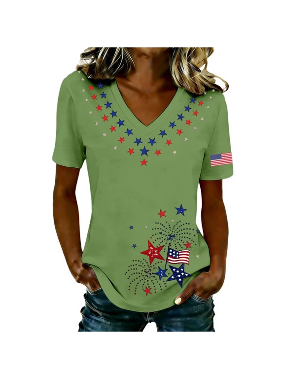 V Neck Patriotic Tshirt Usa Graphic Tee Women American Flag Graphic Tee Workout Shirts Beach Vacation Tshirts Plus Size Tops Gauze Shirts For Women V Neck Patriotic Tshirt Usa Graphic Tee