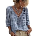 thumbnail image 1 of V-Neck Polka Dot Lace up Blouse for Women Casual 3/4,Polka Dot Lace up Blouse Ruffled V-Neck Tie Women, L, 1 of 7