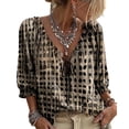 thumbnail image 1 of V-Neck Polka Dot Lace up Blouse for Women Casual 3/4,Polka Dot Lace up Blouse Ruffled V-Neck Tie Women, XL, 1 of 7