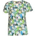 thumbnail image 1 of V-Neck Print Scrub Top Christmas Holiday, Light Blue Snowmen, M, 1 of 1