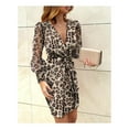 thumbnail image 1 of V-Neck Printed Long Sleeve Knit Dress, 1 of 2
