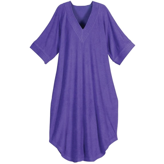 V Neck Purple Terry Caftan by Sawyer Creek, 2X/3X