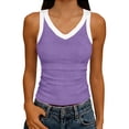 thumbnail image 1 of V Neck Racer Back Tank Top for Women Ribbed Long Tank Fitted Basic Cami Tops Casual Summer 2026, 1 of 4
