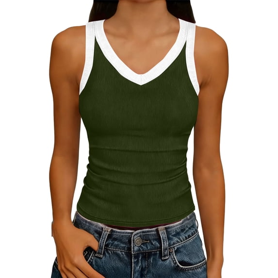 V Neck Racer Back Tank Top for Women Ribbed Long Tank Fitted Basic Cami Tops Casual Summer 2026