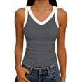 thumbnail image 1 of V Neck Racer Back Tank Top for Women Ribbed Long Tank Fitted Basic Cami Tops Casual Summer 2026, 1 of 5