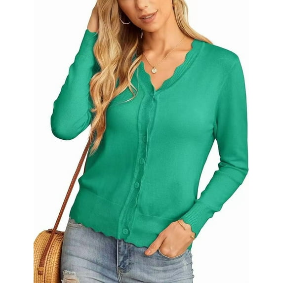 V Neck Ruffle Trim Nine Sleeve Thin Knit Cardigan Women 2024 New Spring Summer Short Tops Lightweight Chic Lace Y2K Fashion
