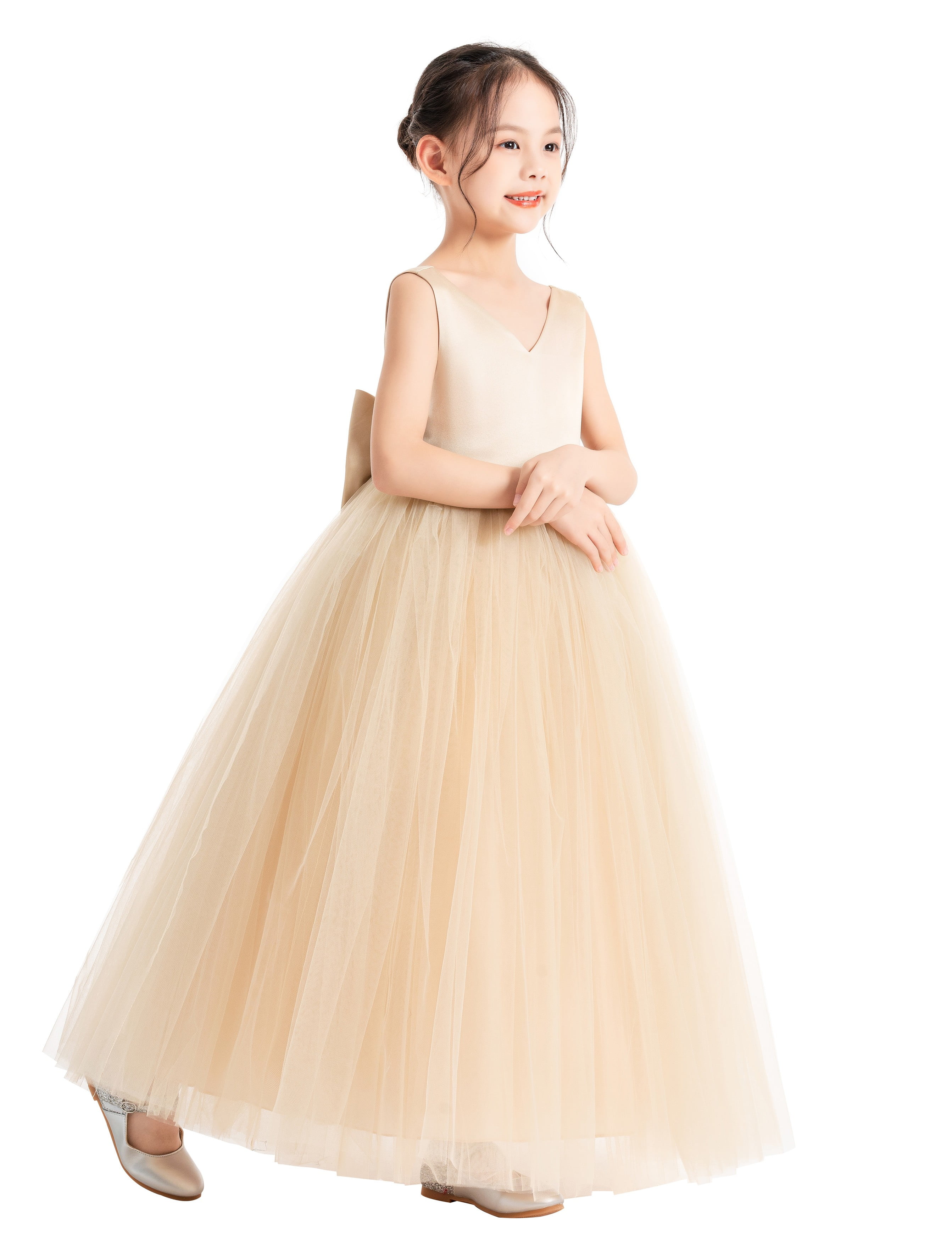 Slenyu Bridal Girls Junior Bridesmaid Dress – Satin, For First Communion, Wedding, Flower Girl