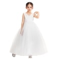 thumbnail image 1 of V-Neck Satin Flower Girl Dress Junior Bridesmaid Gowns for Wedding Communion Baptism 522 6, 1 of 6