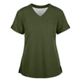thumbnail image 1 of V-Neck Scrubs Top for Women – Stretchy Breathable Fabric with Pockets, Easy Care & Classic Army Green L, 1 of 4