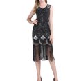 thumbnail image 1 of V Neck Sequin Fringe Hem Zipper Tank 20S 1920S Flapper Girl Dress, 1 of 3
