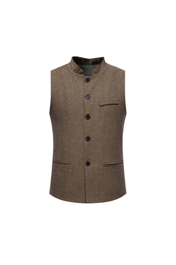 V Neck Shirts for Men, Men's Medieval Herringbone Stand-Up Collar Vintage Suit Vest with Pockets & Single-Breasted Buttons, Stand-Up Collar Vest, V Neck Blouse