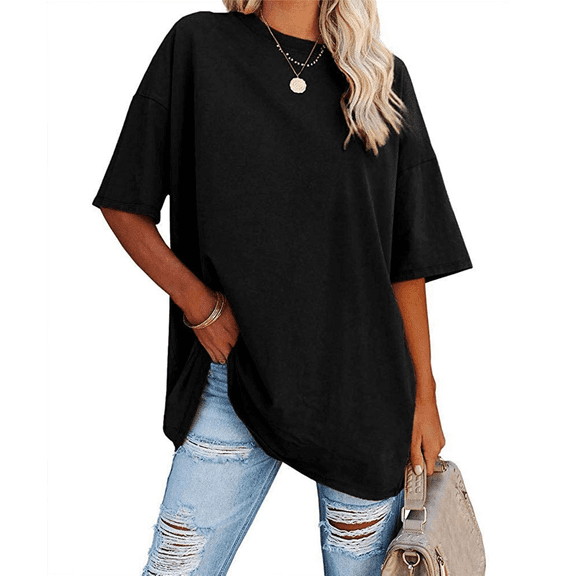 V Neck Short Sleeve Basic Tees Black XL