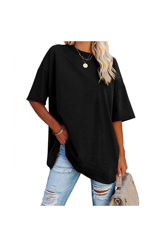 V Neck Short Sleeve Basic Tees Black XL