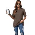 thumbnail image 1 of V Neck Short Sleeve Basic Tees Coffee M, 1 of 4