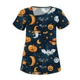 thumbnail image 1 of V-Neck Short Sleeve Halloween Nurse Tops with Two Pockets Scrub Shirts for Women Blue L, 1 of 4