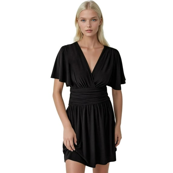 V-Neck Short Sleeve Mini Dress