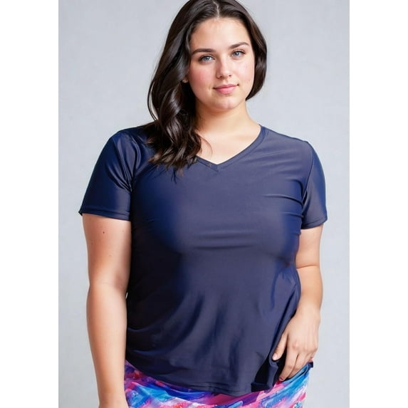V-Neck Short Sleeve Rashguard Adele Swim Top