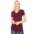 thumbnail image 1 of V-Neck Short Sleeve T Shirt Plain Solid Top Stretchy Cotton Tee, 1 of 4